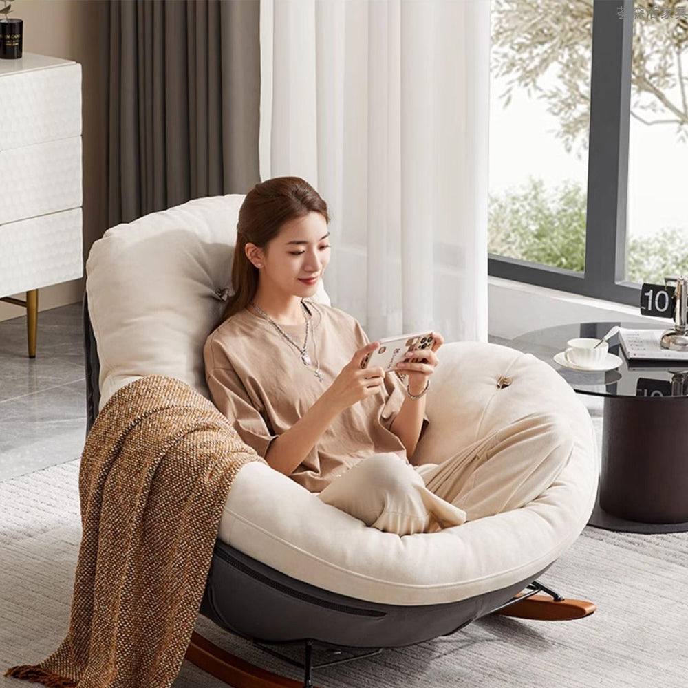 LIVARA EC1211 Technology Fabric Curved Board Wooden Legs Leisure Chair