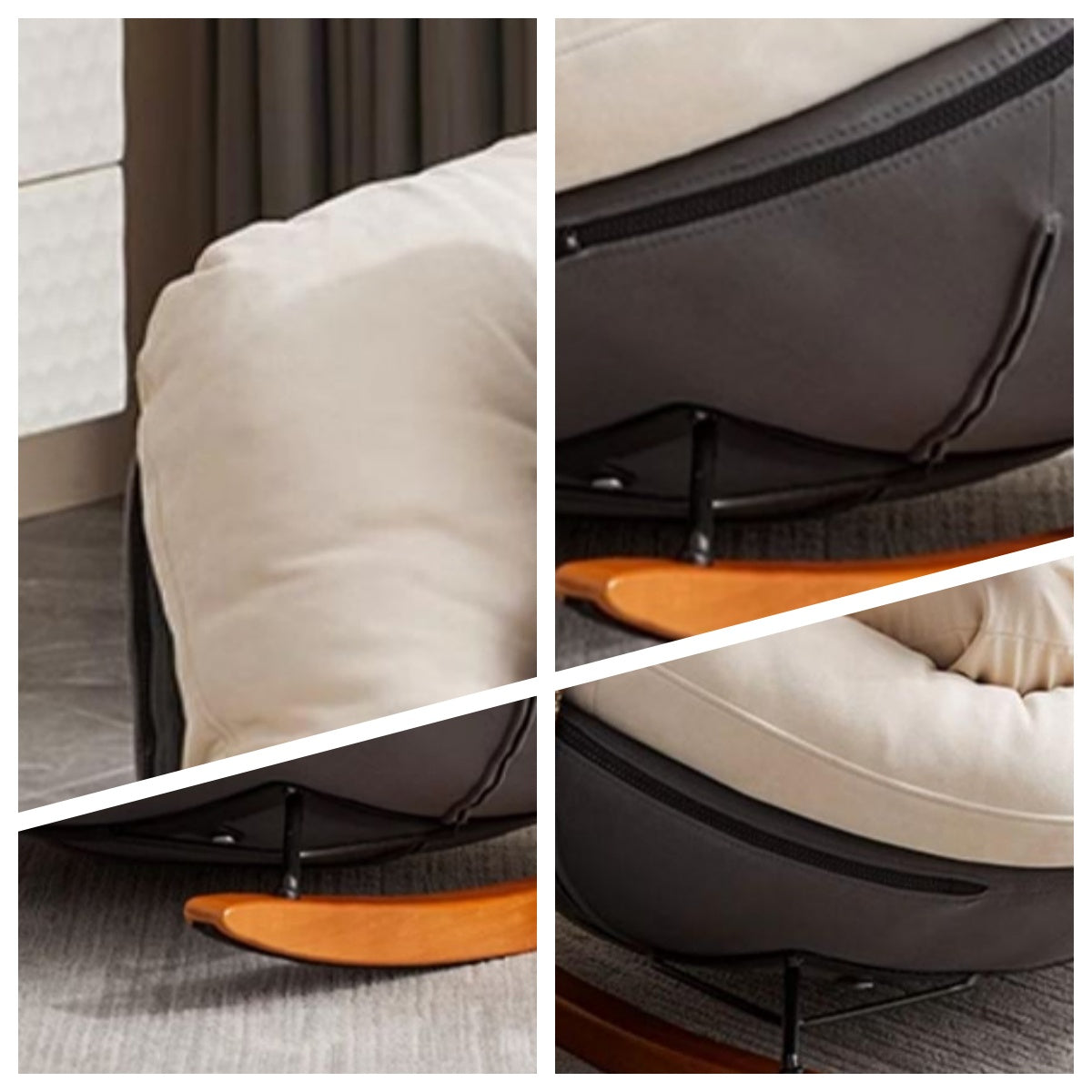 LIVARA EC1211 Technology Fabric Curved Board Wooden Legs Leisure Chair