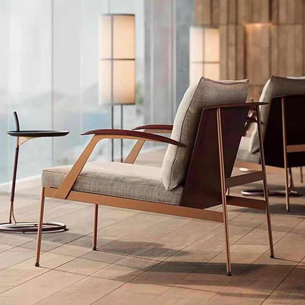 LIVARA EC1218 White Wax Wood Stainless Steel Legs Fabric Leisure Chair