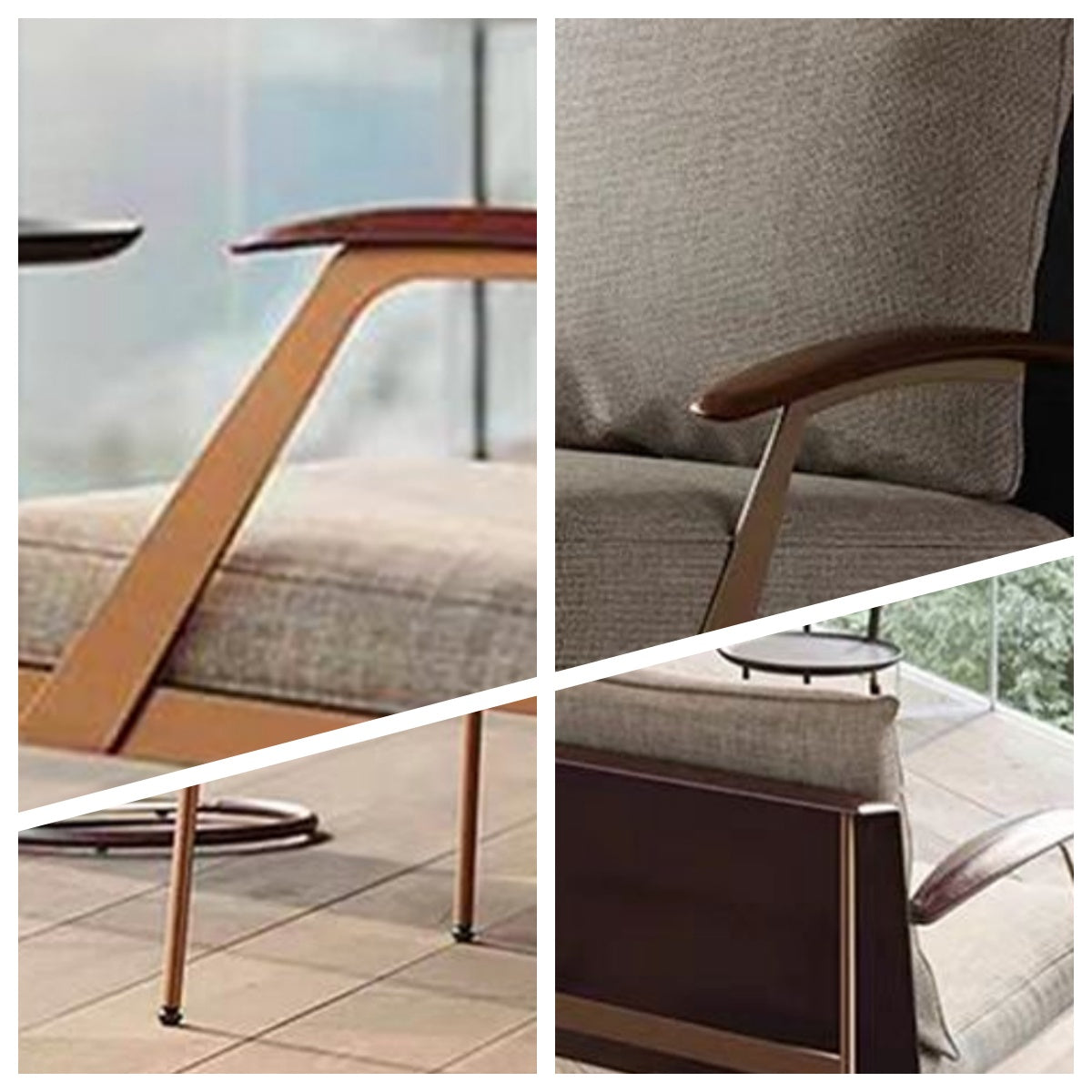 LIVARA EC1218 White Wax Wood Stainless Steel Legs Fabric Leisure Chair