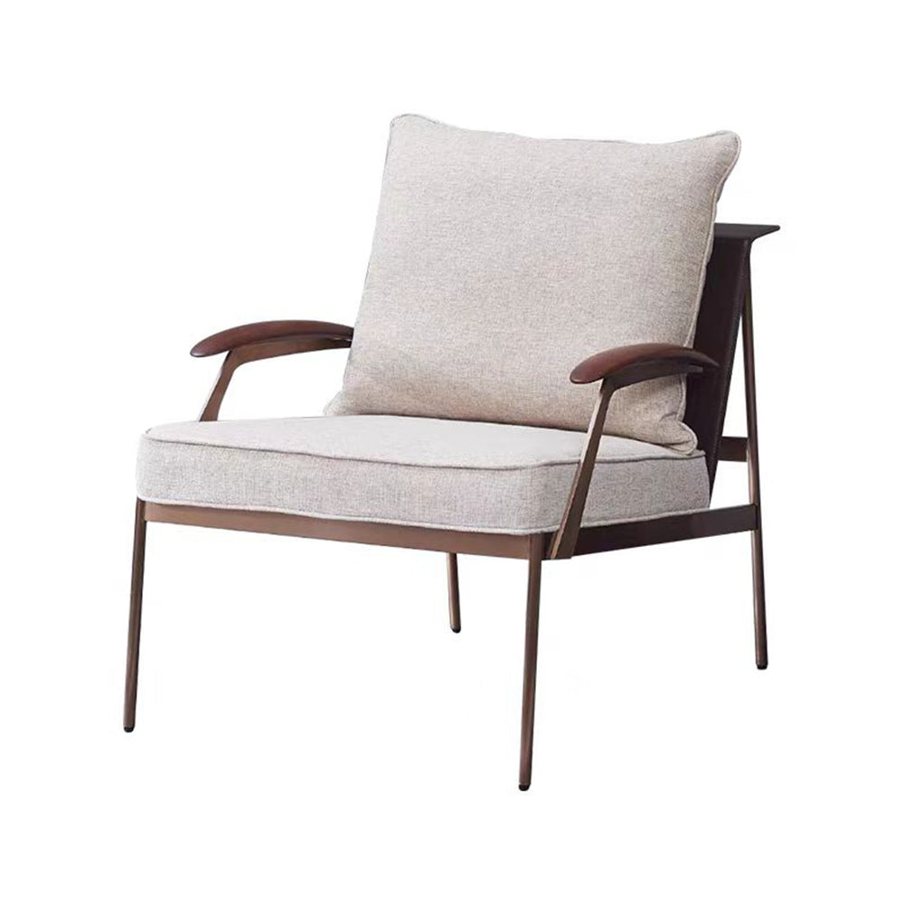 LIVARA EC1218 White Wax Wood Stainless Steel Legs Fabric Leisure Chair