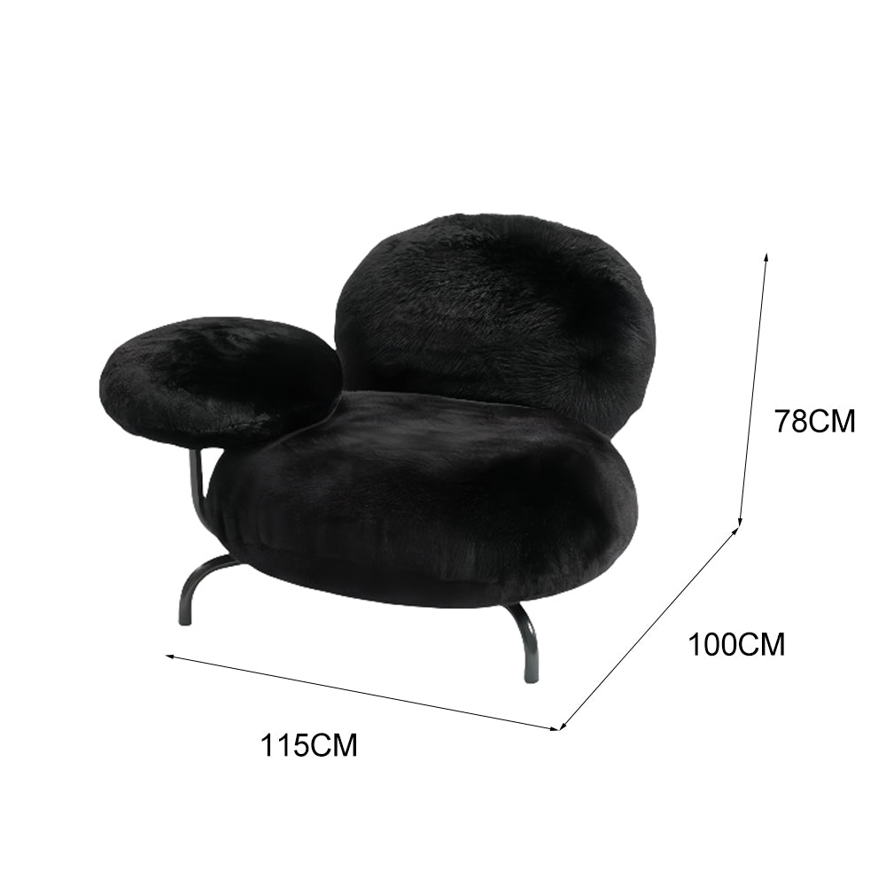 LIVARA EC1221 Metal Legs Long Plush Fabric Leisure Chair - Black