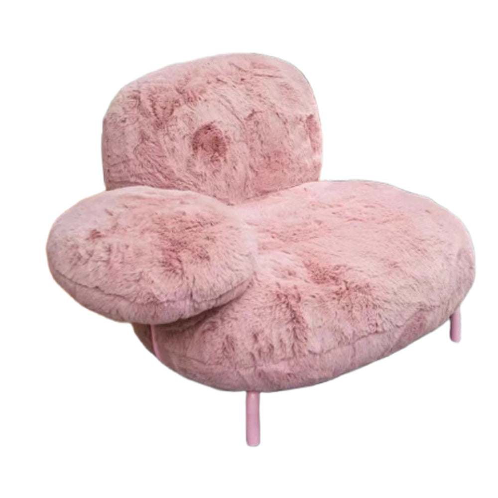 LIVARA EC1221 Metal Legs Long Plush Fabric Leisure Chair - Pink