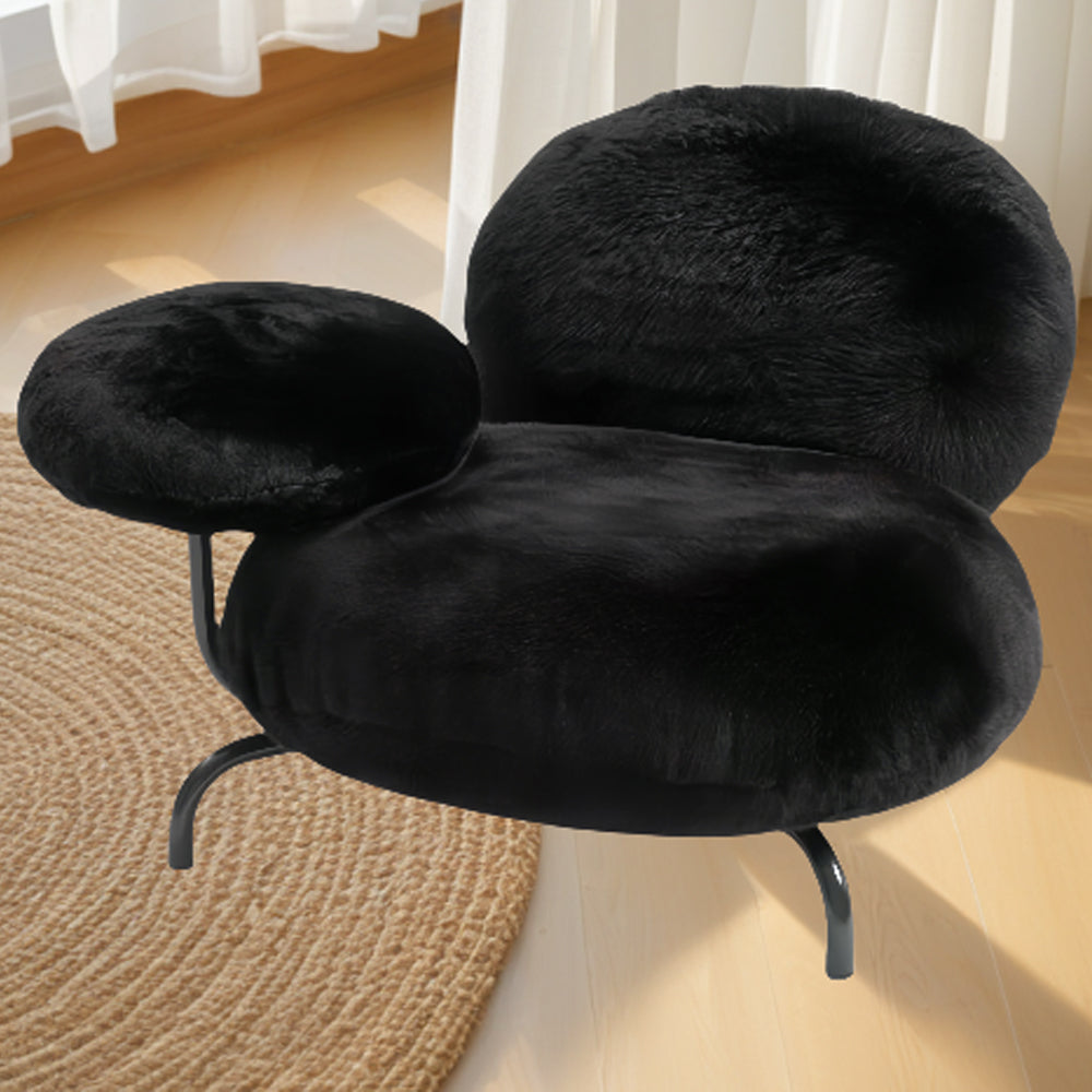 LIVARA EC1221 Metal Legs Long Plush Fabric Leisure Chair - Black