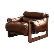 LIVARA EC1223 Oil Wax Leather White Wax Wood Fixed Legs Leisure Chair / Single Sofa