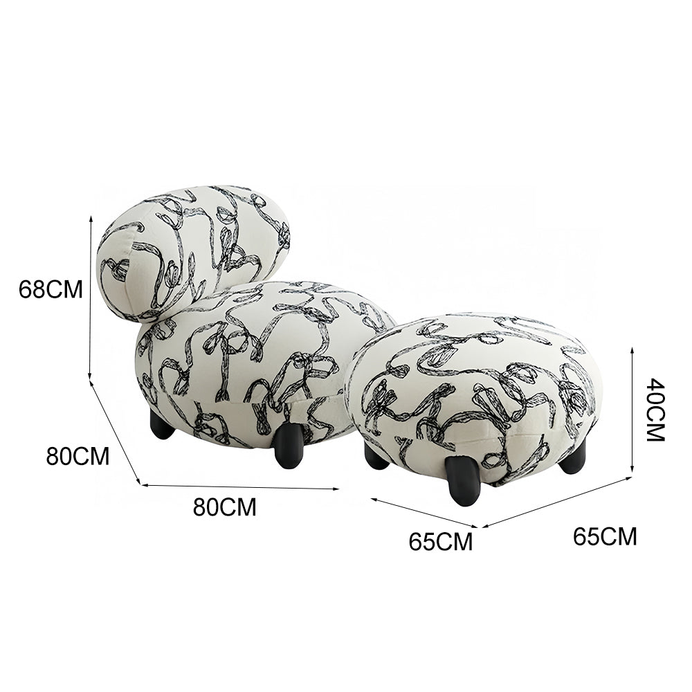 LIVARA EC1224 Solid Wood Legs Leisure Chair With Footstool