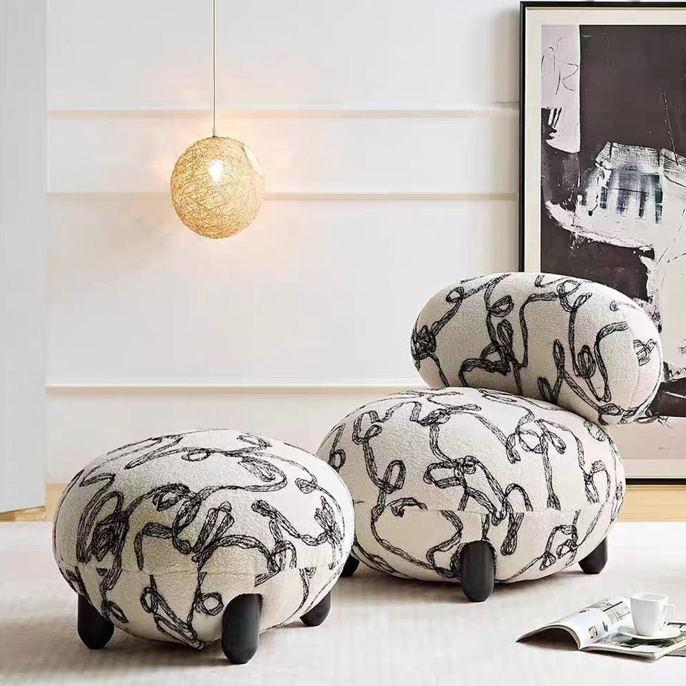 LIVARA EC1224 Solid Wood Legs Leisure Chair With Footstool