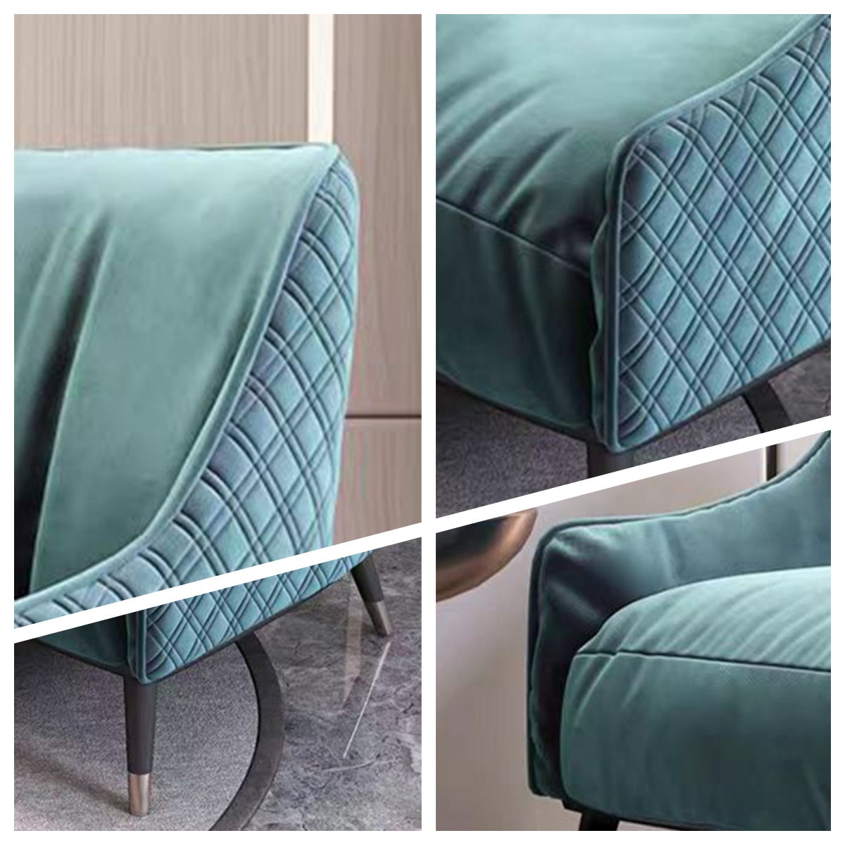 LIVARA EC1229 Simple Warm Carbon Steel & Pine Wood Velvet Fabric Leisure Chair