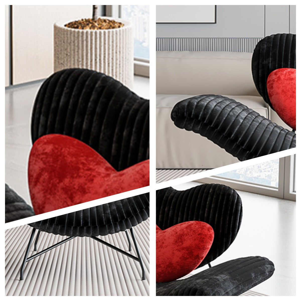 LIVARA EC1232 Steel Frame Velvet Fabric Leisure Chair