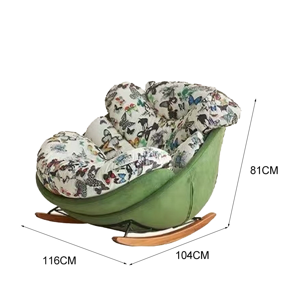 LIVARA EC1233 Bent Wood Frame Butterfly Print Leisure Chair