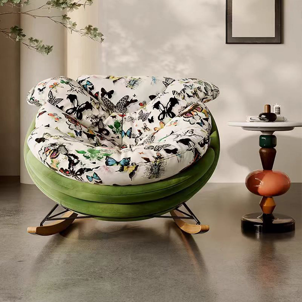 LIVARA EC1233 Bent Wood Frame Butterfly Print Leisure Chair