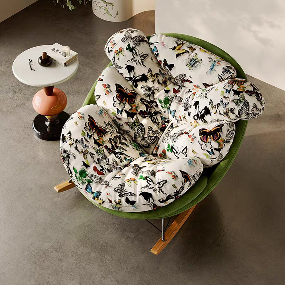 LIVARA EC1233 Bent Wood Frame Butterfly Print Leisure Chair