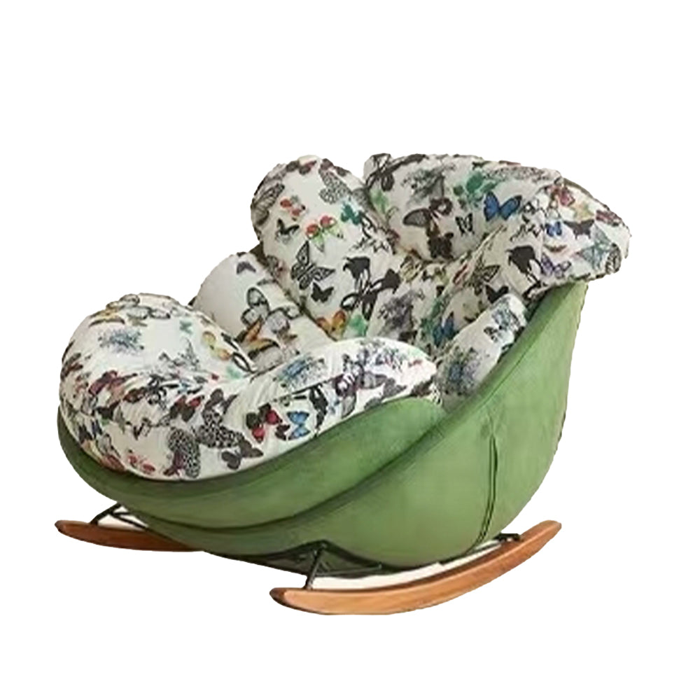 LIVARA EC1233 Bent Wood Frame Butterfly Print Leisure Chair