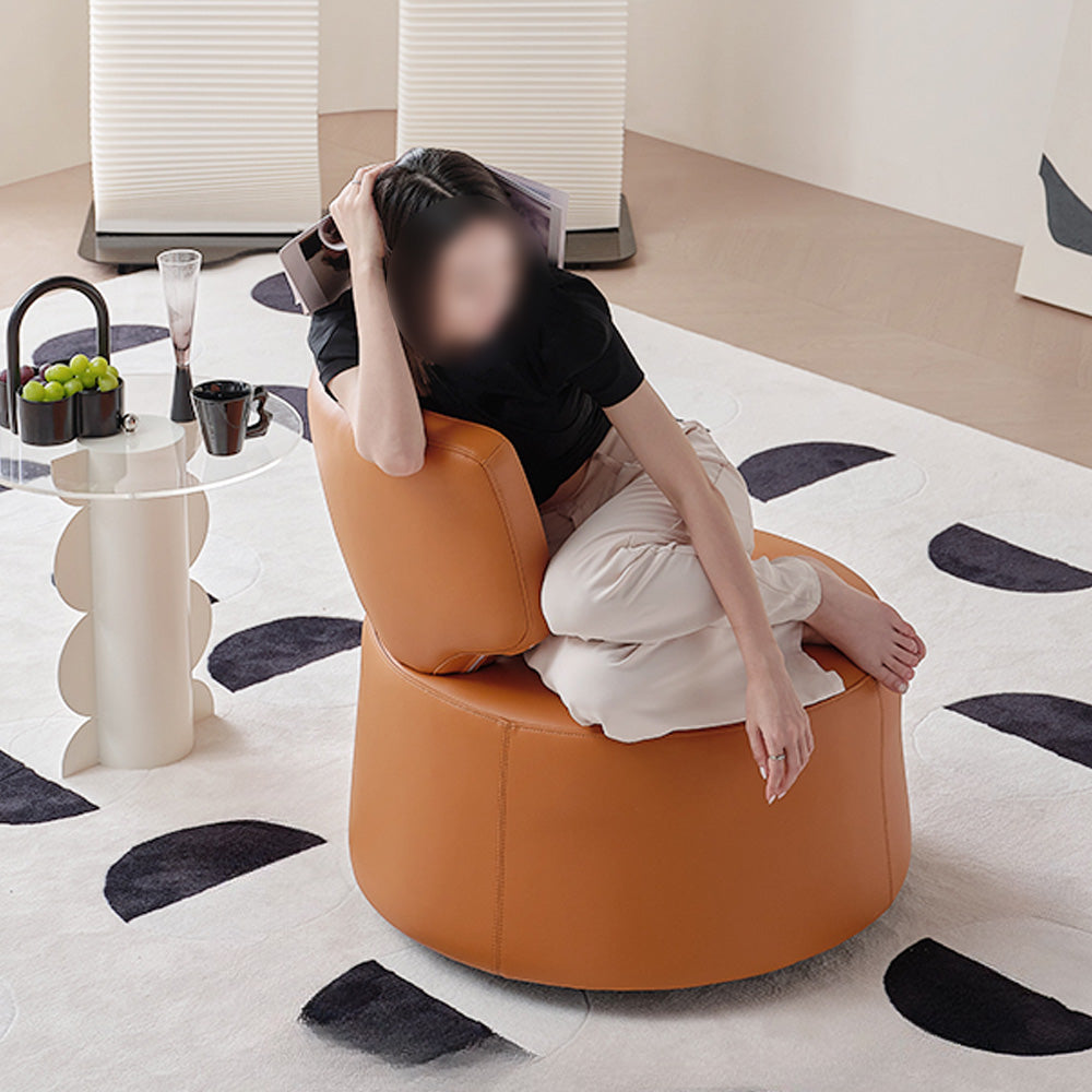 LIVARA FC1007 Faux Leather Manual Rocking Swivel Minimalist Leisure Chair