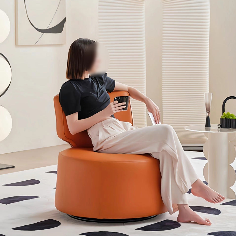 LIVARA FC1007 Faux Leather Manual Rocking Swivel Minimalist Leisure Chair