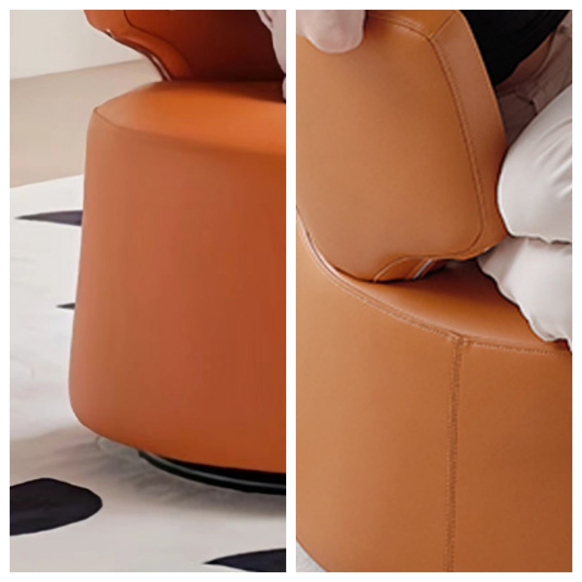 LIVARA FC1007 Faux Leather Manual Rocking Swivel Minimalist Leisure Chair