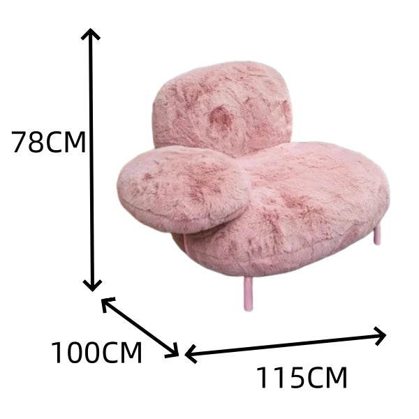 LIVARA EC1221 Metal Legs Long Plush Fabric Leisure Chair - Pink