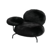 LIVARA EC1221 Metal Legs Long Plush Fabric Leisure Chair - Black