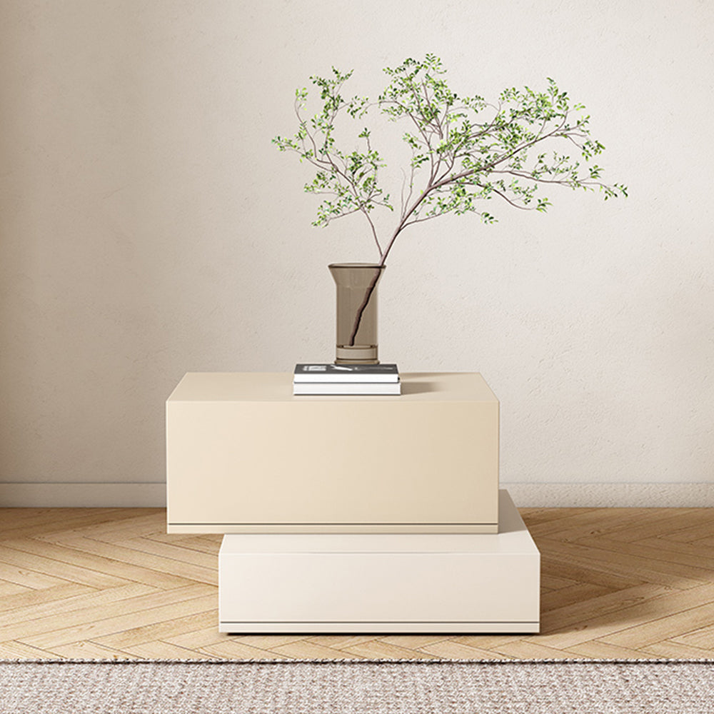LIVARA NT1008 Minimalist-Style Bedside Table With Simple Storage And Compact Side Table - Apricot & Beige