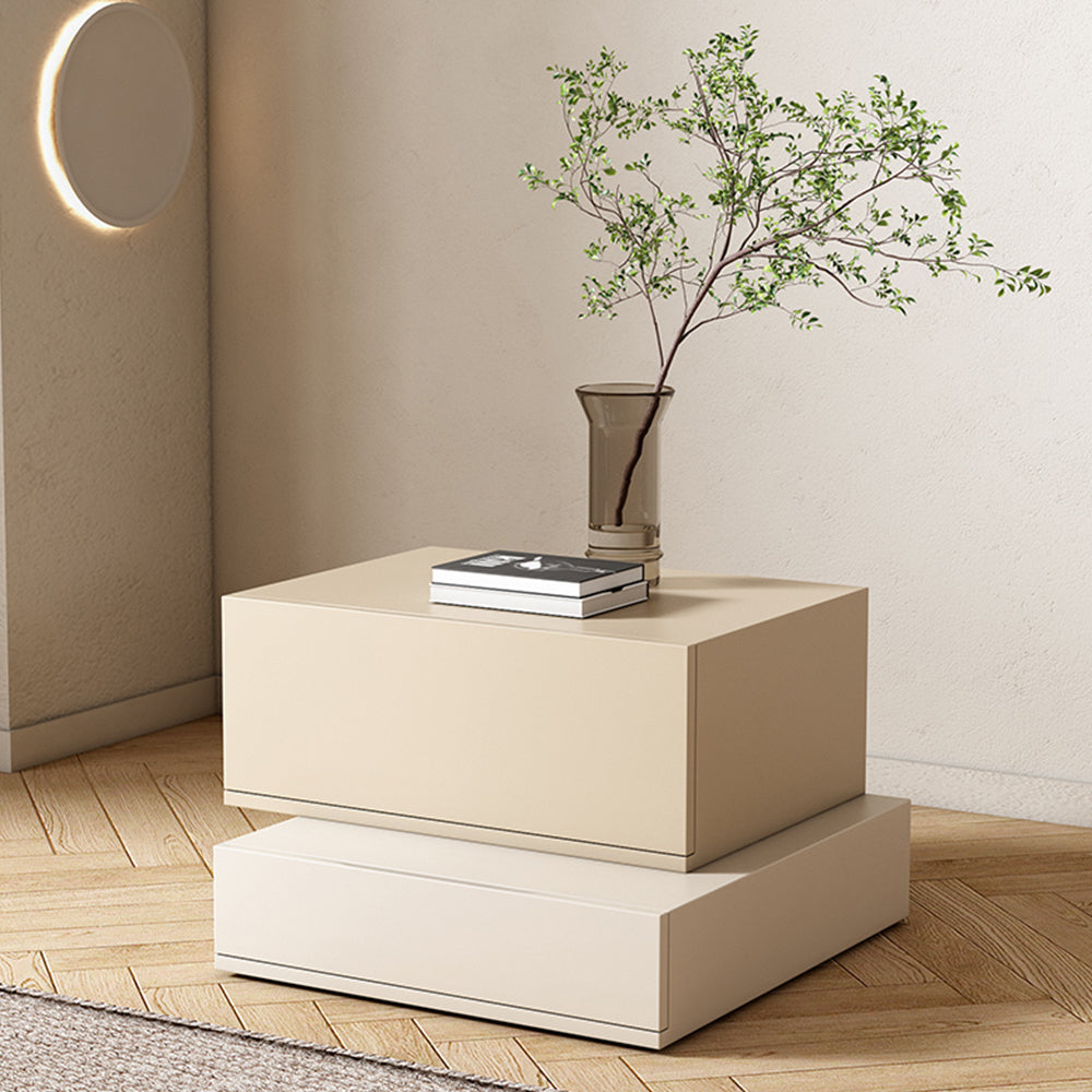 LIVARA NT1008 Minimalist-Style Bedside Table With Simple Storage And Compact Side Table - Apricot & Beige