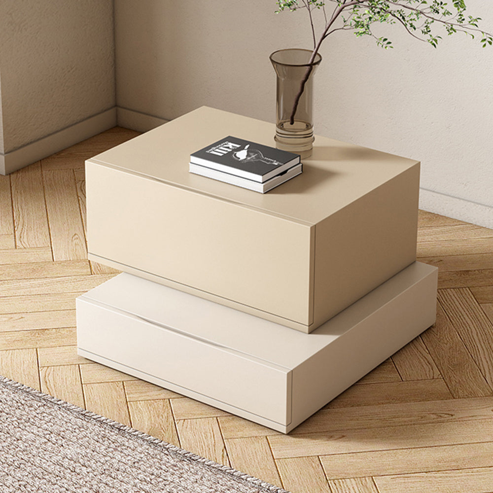LIVARA NT1008 Minimalist-Style Bedside Table With Simple Storage And Compact Side Table - Apricot & Beige