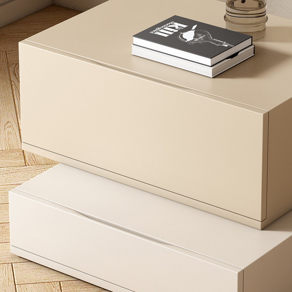 LIVARA NT1008 Minimalist-Style Bedside Table With Simple Storage And Compact Side Table - Apricot & Beige