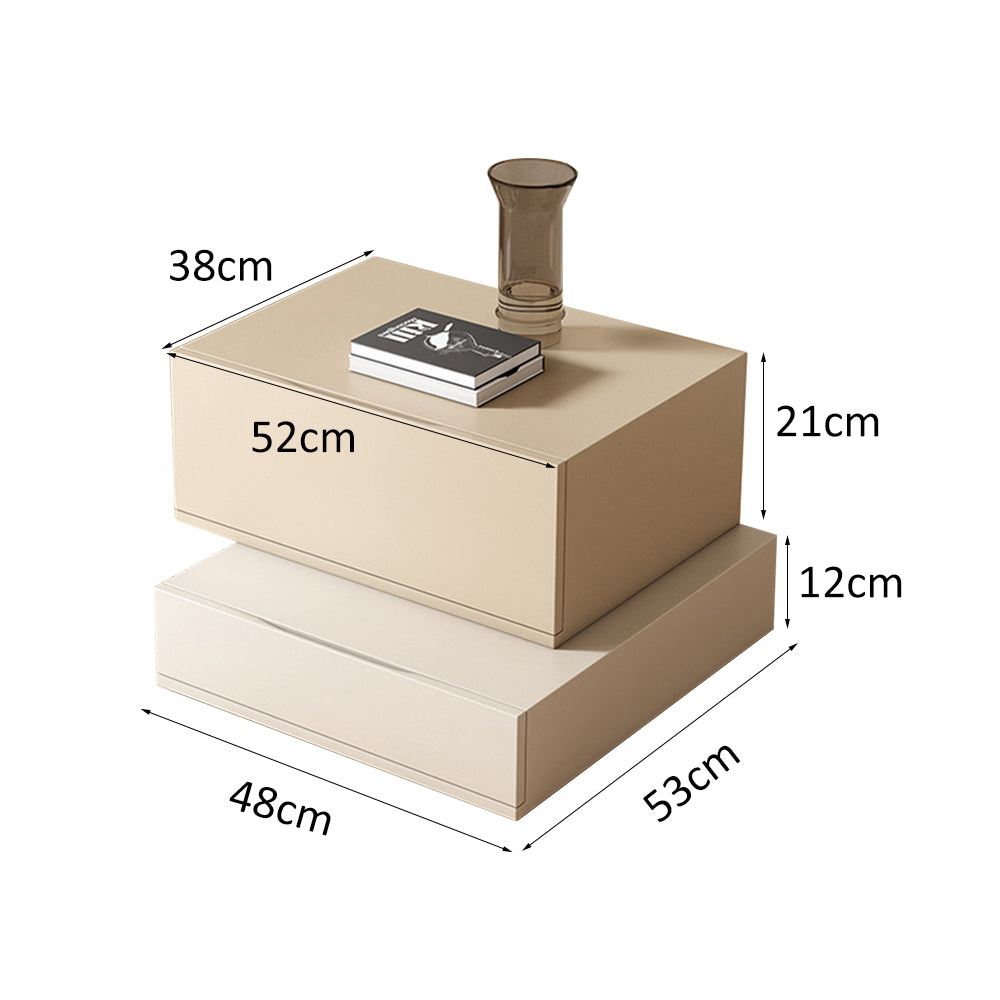 LIVARA NT1008 Minimalist-Style Bedside Table With Simple Storage And Compact Side Table - Apricot & Beige