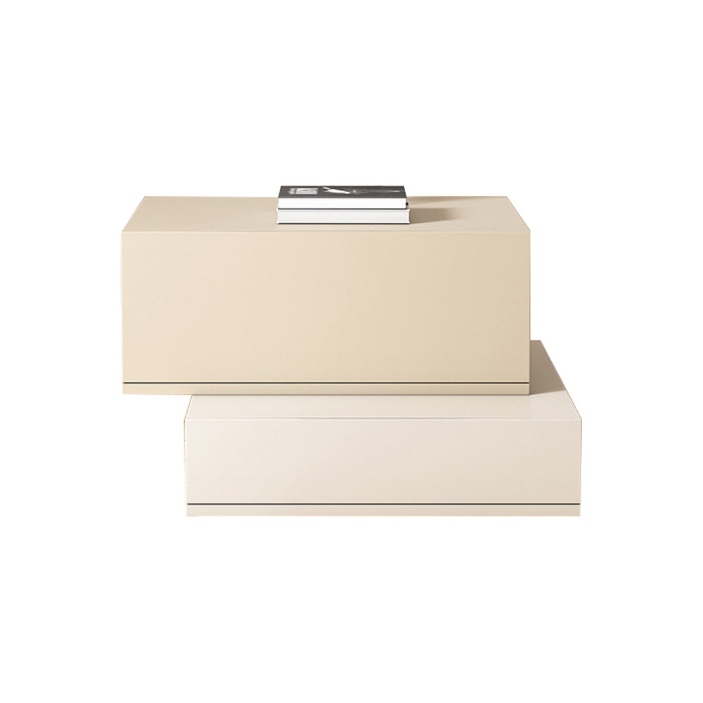 LIVARA NT1008 Minimalist-Style Bedside Table With Simple Storage And Compact Side Table - Apricot & Beige