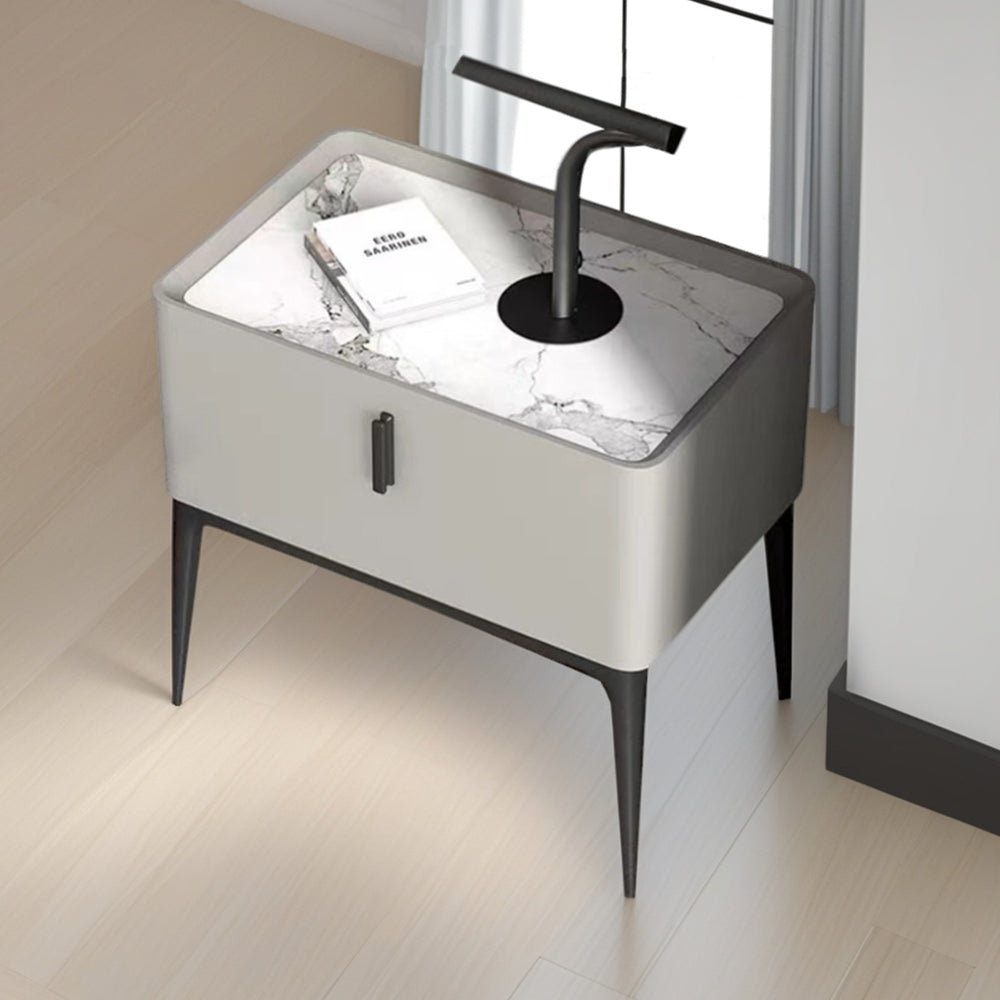 LIVARA NT1010 Modern Minimalist Style Bedside Cabinet With Sintered Stone Top