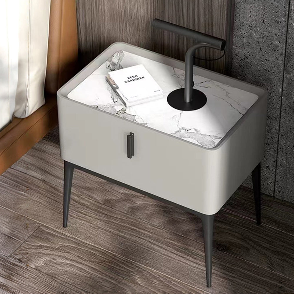 LIVARA NT1010 Modern Minimalist Style Bedside Cabinet With Sintered Stone Top