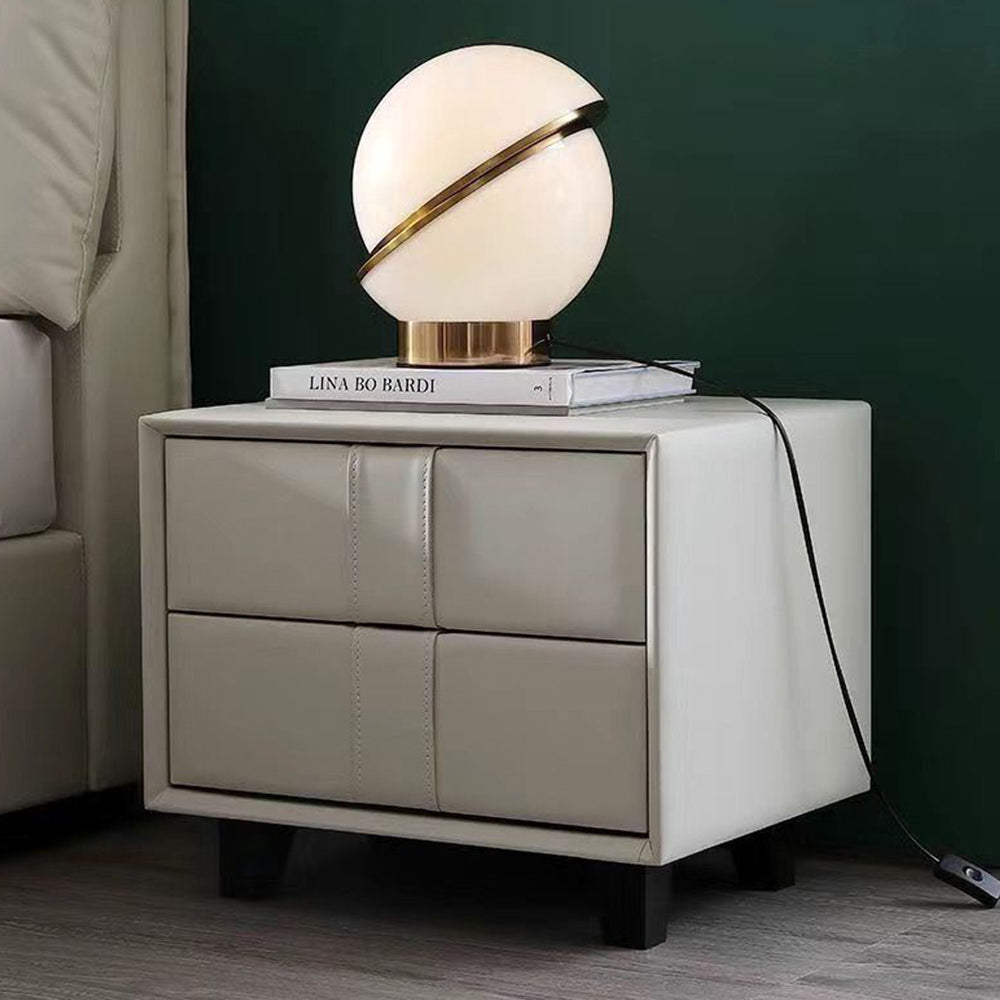 LIVARA NT1024 Modern Minimalist Style Upholstered MDF Bedside Table Small Side Cabinet - White