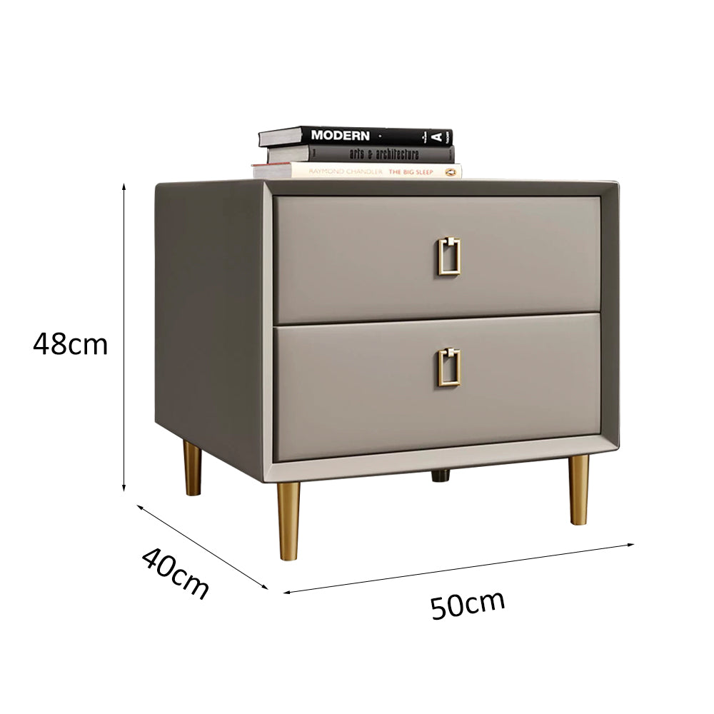 LIVARA NT1028 Modern Luxury Style Faux Leather Bedside Table / Side Table