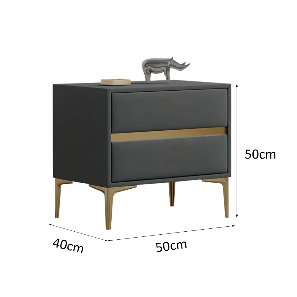 LIVARA NT1030 Modern Luxury Style Solid Wood Bedside Table / Faux Leather Side Table