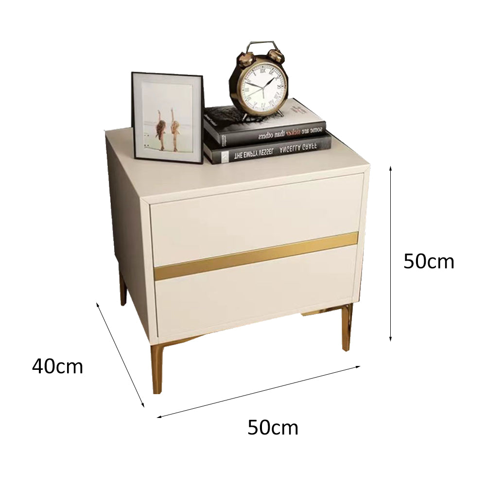 LIVARA NT1030 Modern Luxury Style Solid Wood Bedside Table / Faux Leather Side Table