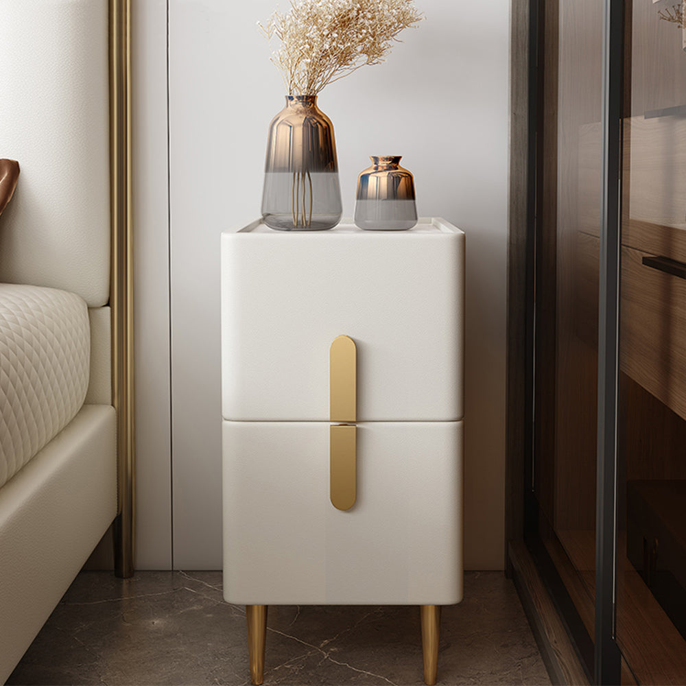 LIVARA NT1032 Modern Luxury Style MDF Mini Size Bedside Table With Sintered Stone Top / Small Side Table
