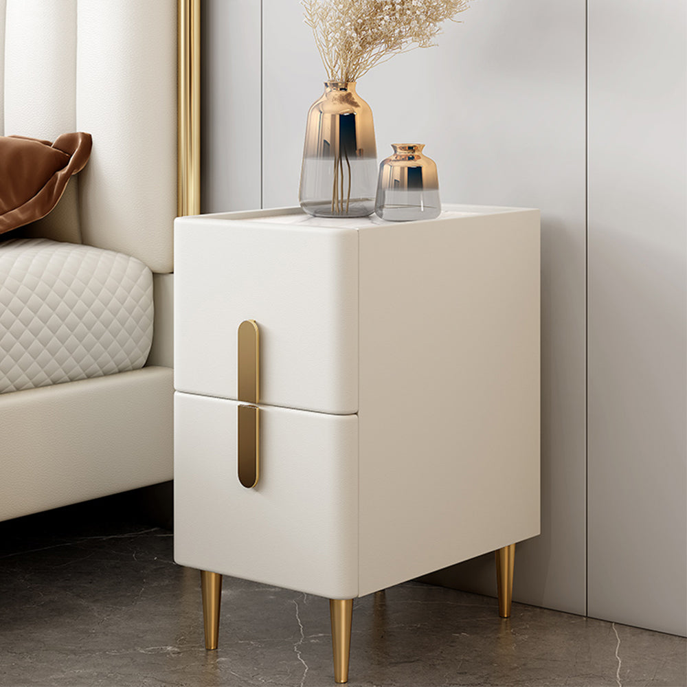 LIVARA NT1032 Modern Luxury Style MDF Mini Size Bedside Table With Sintered Stone Top / Small Side Table