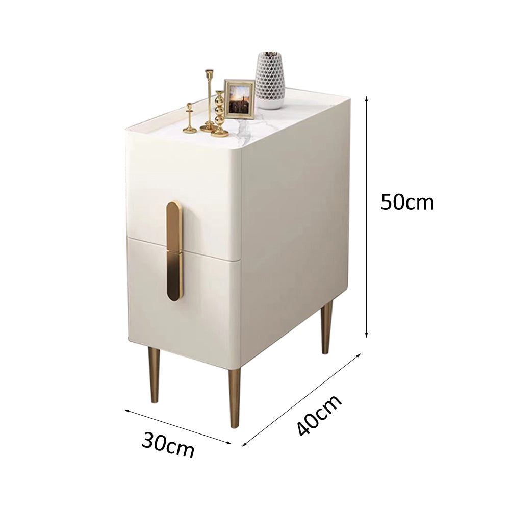 LIVARA NT1032 Modern Luxury Style MDF Mini Size Bedside Table With Sintered Stone Top / Small Side Table