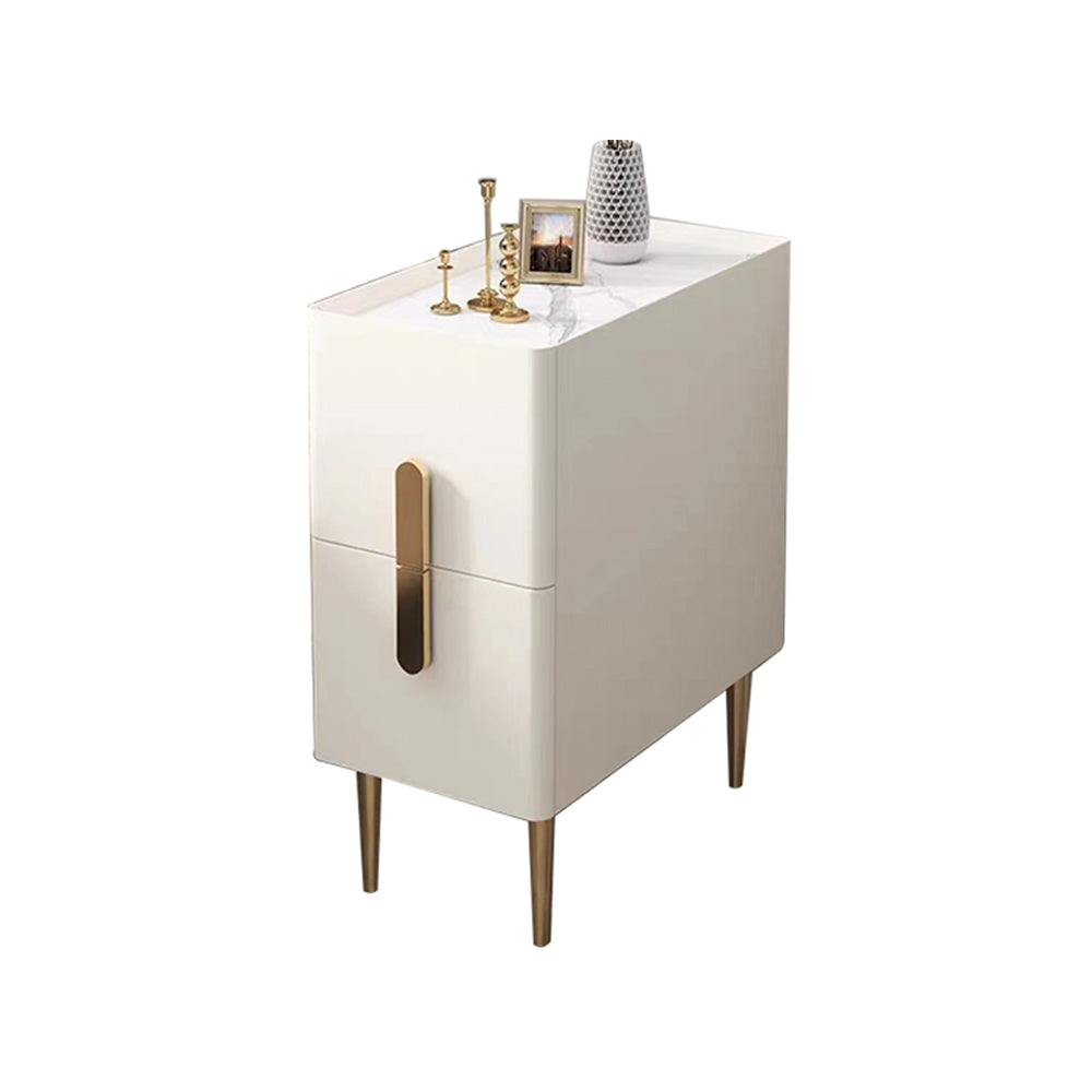 LIVARA NT1032 Modern Luxury Style MDF Mini Size Bedside Table With Sintered Stone Top / Small Side Table
