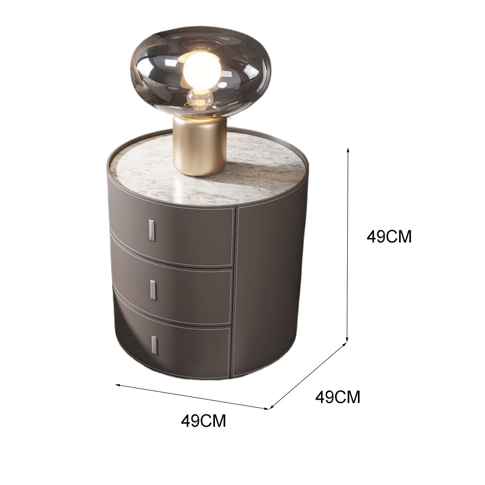 LIVARA NT1073 Saddle Leather Solid Wood Three-Drawer Bedside Table