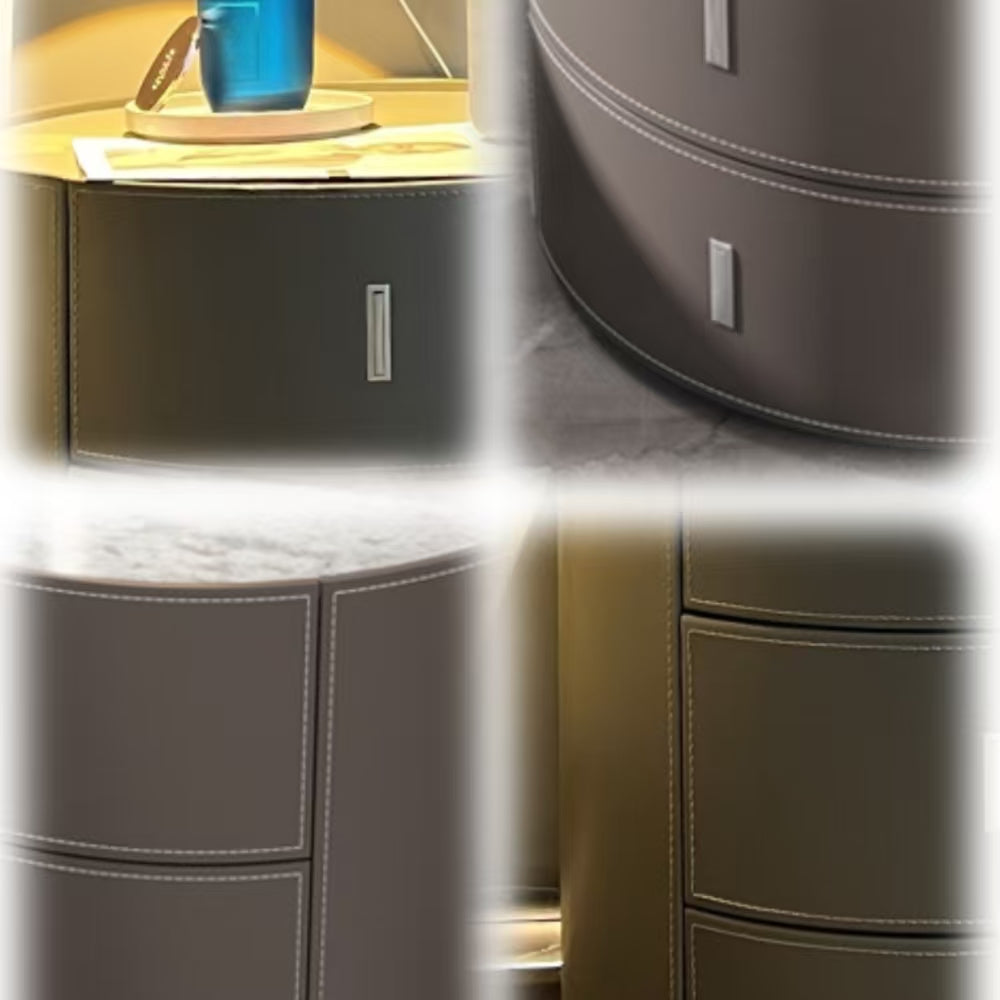 LIVARA NT1073 Saddle Leather Solid Wood Three-Drawer Bedside Table