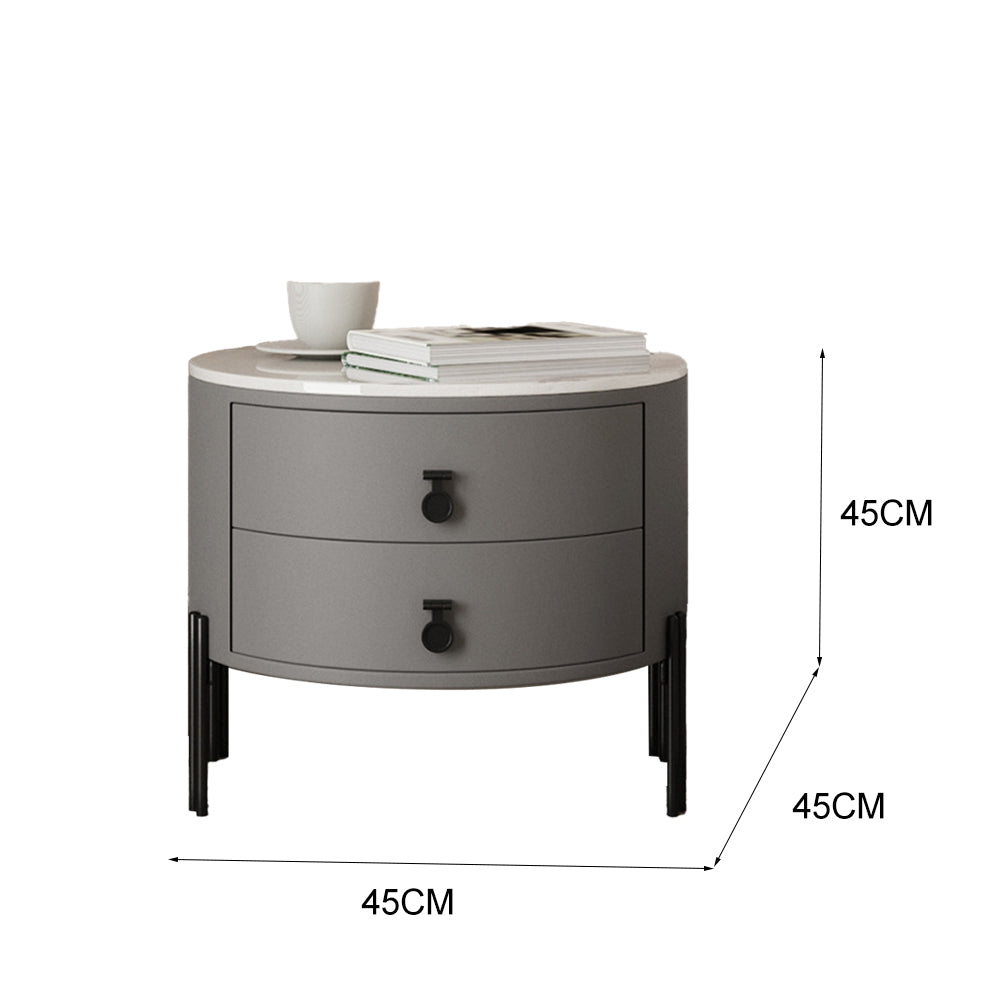 LIVARA NT1077 Plywood Slate Solid Wood Drawer Bedside Table-Gray