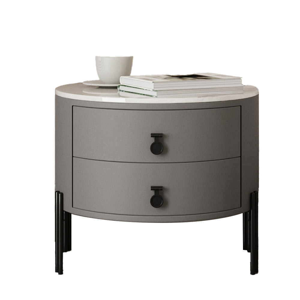 LIVARA NT1077 Plywood Slate Solid Wood Drawer Bedside Table-Gray