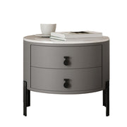 LIVARA NT1077 Plywood Slate Solid Wood Drawer Bedside Table-Gray