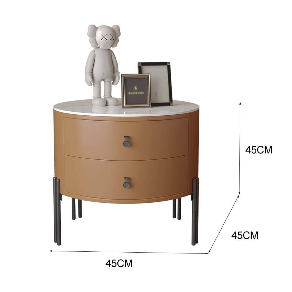 LIVARA NT1077 Plywood Slate Solid Wood Drawer Bedside Table-Orange