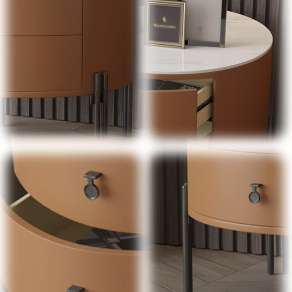 LIVARA NT1077 Plywood Slate Solid Wood Drawer Bedside Table-Orange