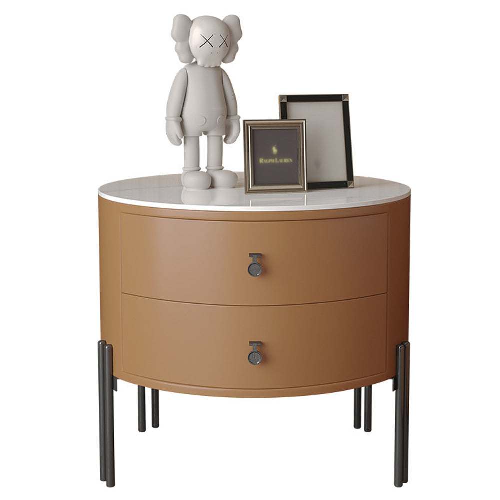 LIVARA NT1077 Plywood Slate Solid Wood Drawer Bedside Table-Orange