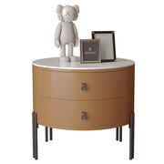 LIVARA NT1077 Plywood Slate Solid Wood Drawer Bedside Table-Orange