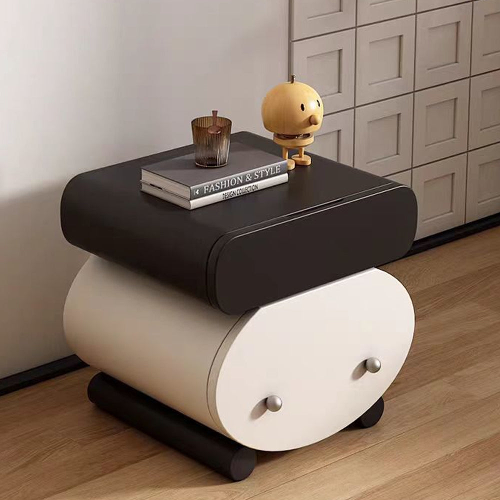 LIVARA NT1383 Minimalist MDF Cabinet with Solid Wood Drawer and Painted Finish Bedside Table