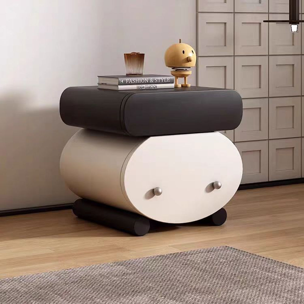 LIVARA NT1383 Minimalist MDF Cabinet with Solid Wood Drawer and Painted Finish Bedside Table