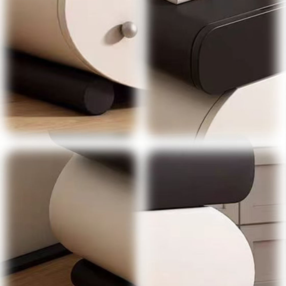 LIVARA NT1383 Minimalist MDF Cabinet with Solid Wood Drawer and Painted Finish Bedside Table